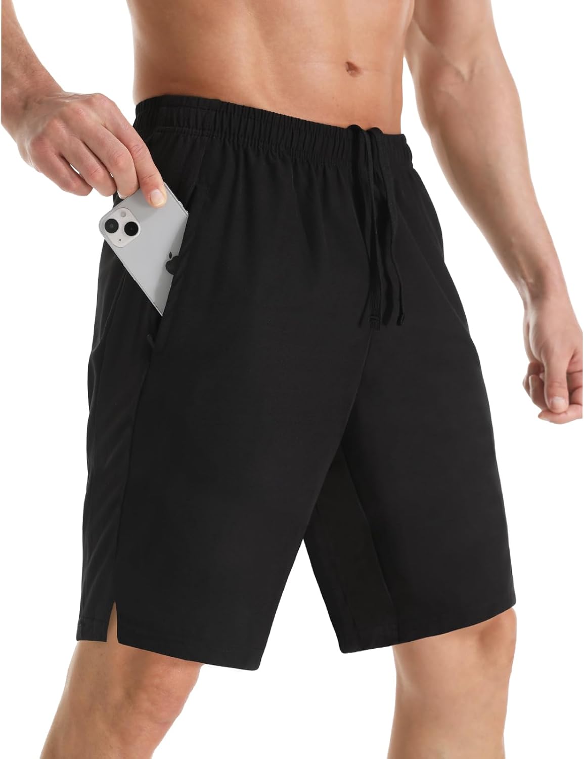 Men's 7" Athletic Running Shorts Lightweight Quick Dry Gym Workout Shorts with Zipper Pockets