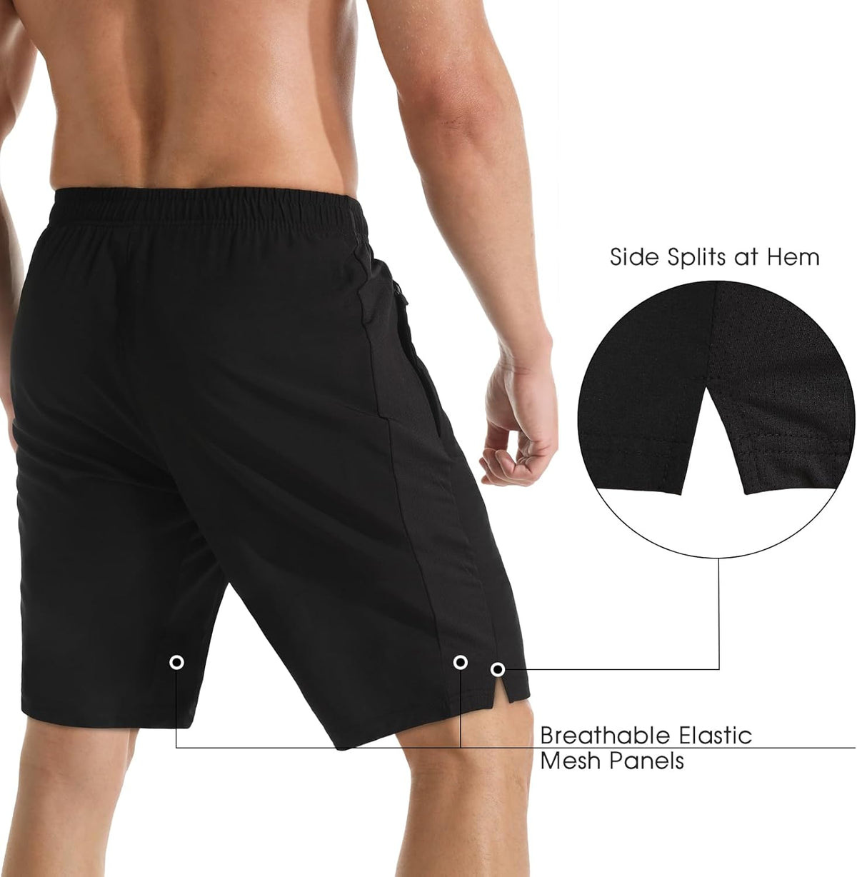 Men's 7" Athletic Running Shorts Lightweight Quick Dry Gym Workout Shorts with Zipper Pockets