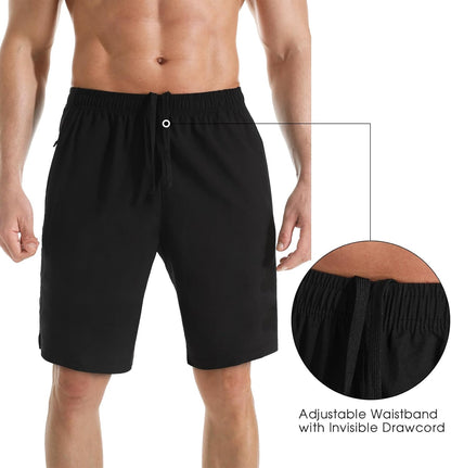 Men's 7" Athletic Running Shorts Lightweight Quick Dry Gym Workout Shorts with Zipper Pockets