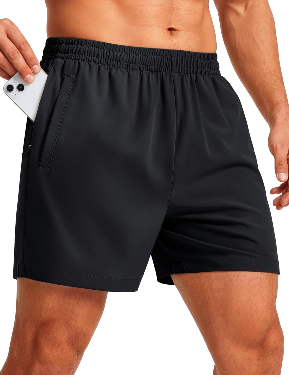 Men's Athletic Shorts 5" Quick Dry Lightweight Linerless Gym Workout Hiking Shorts with Zipper Pockets