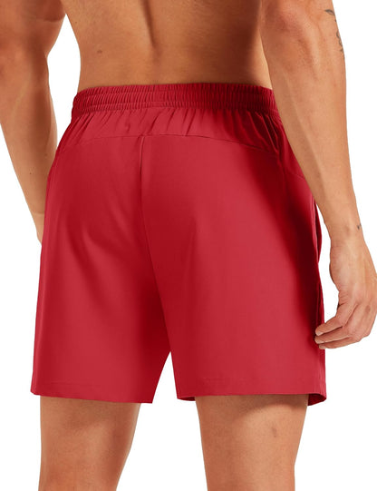 Men's Athletic Shorts 5" Quick Dry Lightweight Linerless Gym Workout Hiking Shorts with Zipper Pockets
