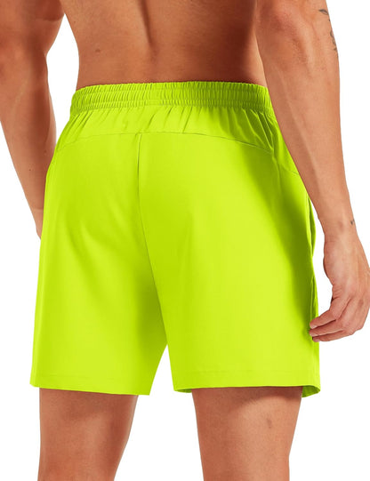 Men's Athletic Shorts 5" Quick Dry Lightweight Linerless Gym Workout Hiking Shorts with Zipper Pockets