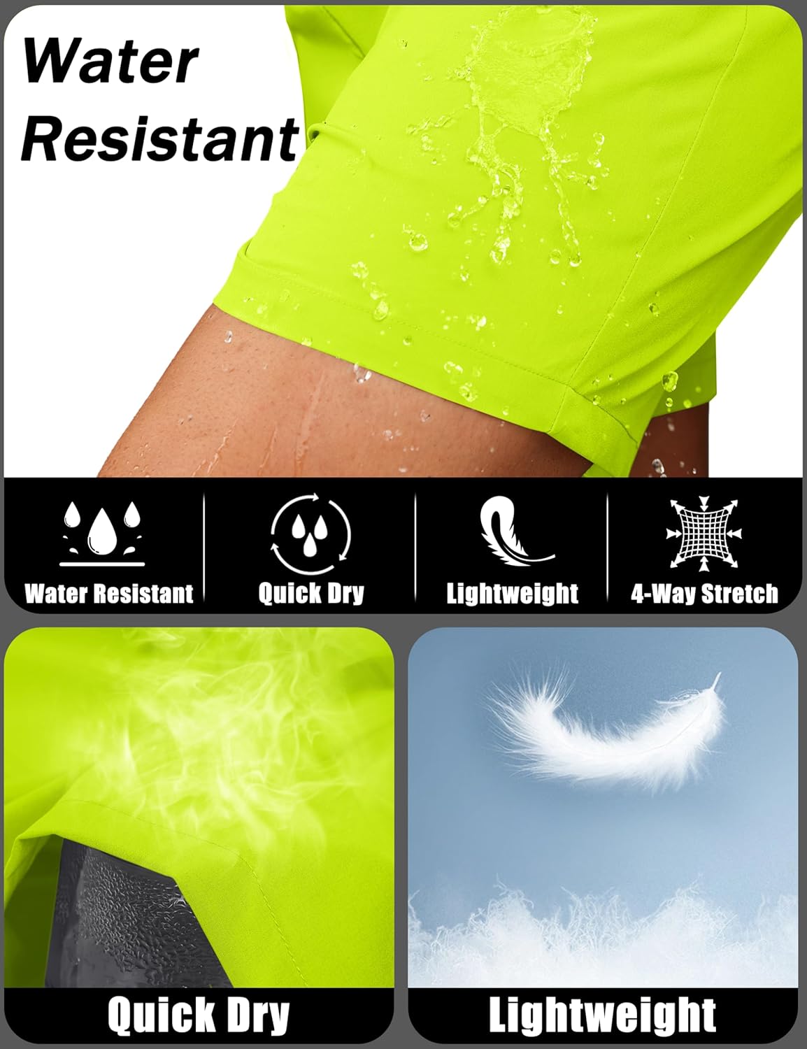 Men's Athletic Shorts 5" Quick Dry Lightweight Linerless Gym Workout Hiking Shorts with Zipper Pockets