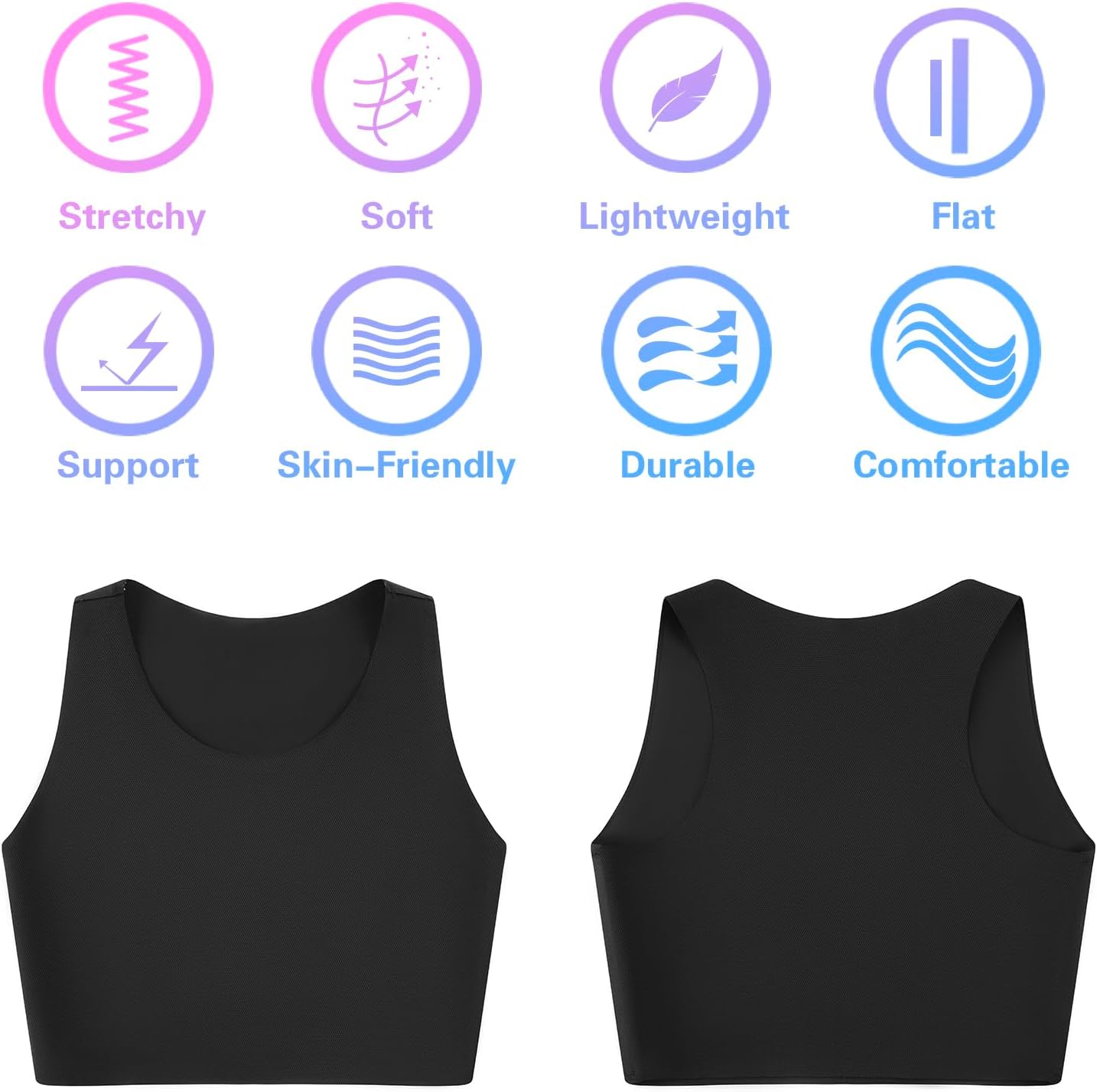 Women Sport Bra Comfort Wireless Seamless Yoga Bra Crew Neck Tank Top Compression Binder Bra Exercise Athletic Bras