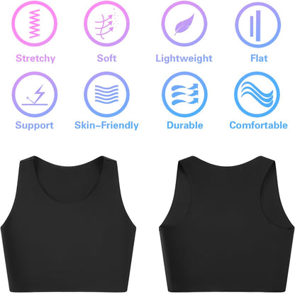 Women Sport Bra Comfort Wireless Seamless Yoga Bra Crew Neck Tank Top Compression Binder Bra Exercise Athletic Bras