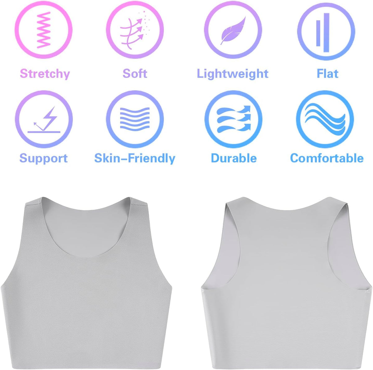 Women Sport Bra Comfort Wireless Seamless Yoga Bra Crew Neck Tank Top Compression Binder Bra Exercise Athletic Bras