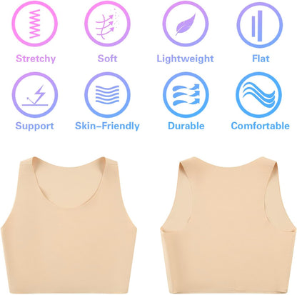 Women Sport Bra Comfort Wireless Seamless Yoga Bra Crew Neck Tank Top Compression Binder Bra Exercise Athletic Bras