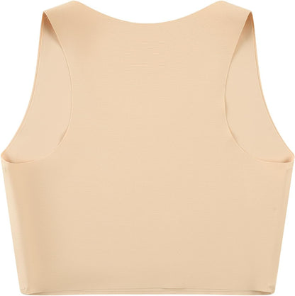 Women Sport Bra Comfort Wireless Seamless Yoga Bra Crew Neck Tank Top Compression Binder Bra Exercise Athletic Bras