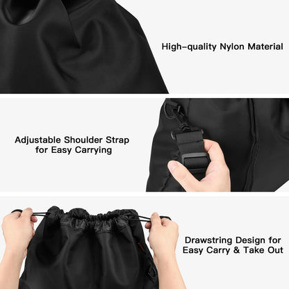 Travel Neck Pillow Bag for Memory Foam Travel Pillow,Luggage Travel Pillow Drawstring Bag Carrying Case with Trolley Sleeve&Adjustable Strap,Easily Attaches to Luggage,Backpacks