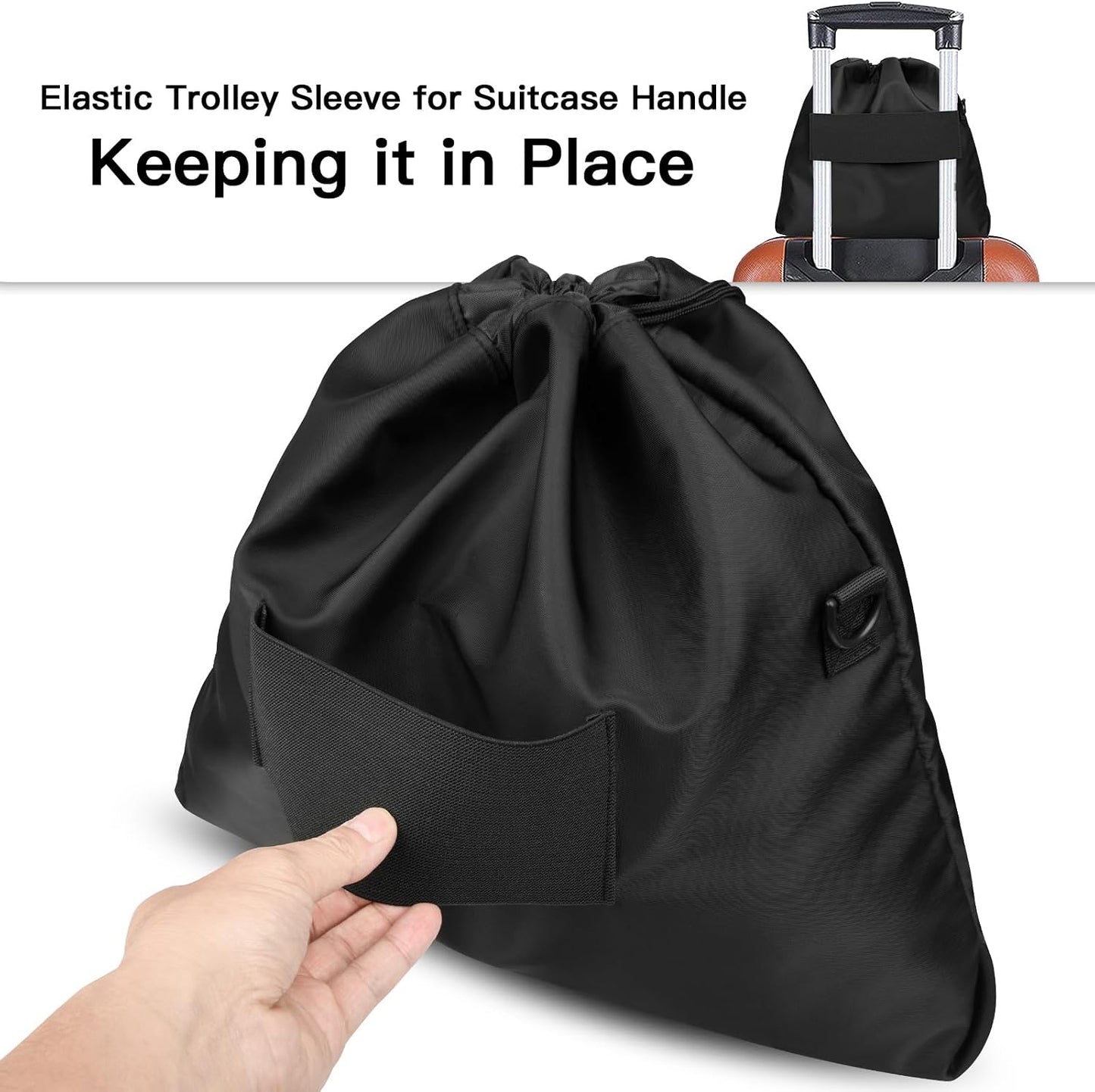 Travel Neck Pillow Bag for Memory Foam Travel Pillow,Luggage Travel Pillow Drawstring Bag Carrying Case with Trolley Sleeve&Adjustable Strap,Easily Attaches to Luggage,Backpacks