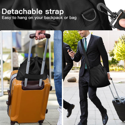 Travel Neck Pillow Bag for Memory Foam Travel Pillow,Luggage Travel Pillow Drawstring Bag Carrying Case with Trolley Sleeve&Adjustable Strap,Easily Attaches to Luggage,Backpacks