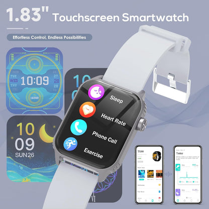 Smart Watch for Men, 120 Sports Modes Smartwatch with 1.83" HD, Alexa Built-in, Heart Rate/Sleep Monitor, IP67 Waterproof, Bluetooth Call & Music Control Fitness Watch for iPhone/Android (Black)