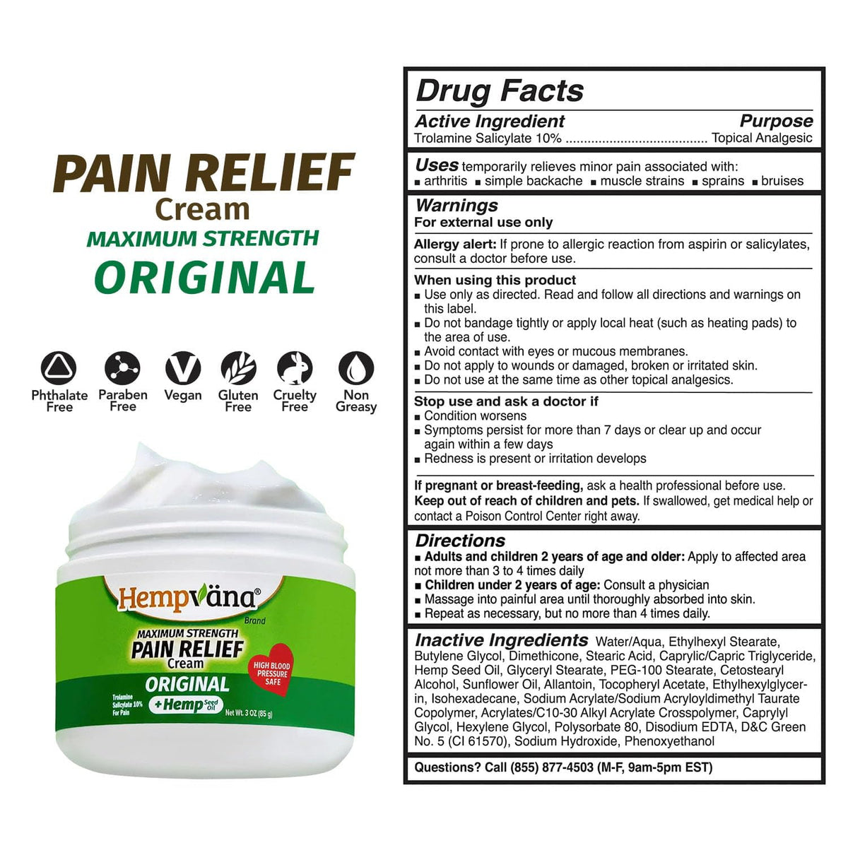 As Seen On TV Hempvana Original Relief Cream Maximum Strength, The Hemp Cream for Muscle Joint Back Knee Shoulder Neck Elbow Hand Foot