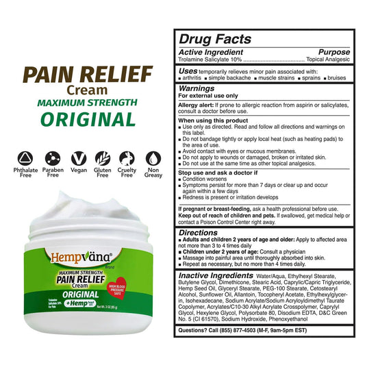 As Seen On TV Hempvana Original Relief Cream Maximum Strength, The Hemp Cream for Muscle Joint Back Knee Shoulder Neck Elbow Hand Foot