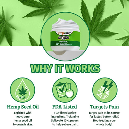 As Seen On TV Hempvana Original Relief Cream Maximum Strength, The Hemp Cream for Muscle Joint Back Knee Shoulder Neck Elbow Hand Foot