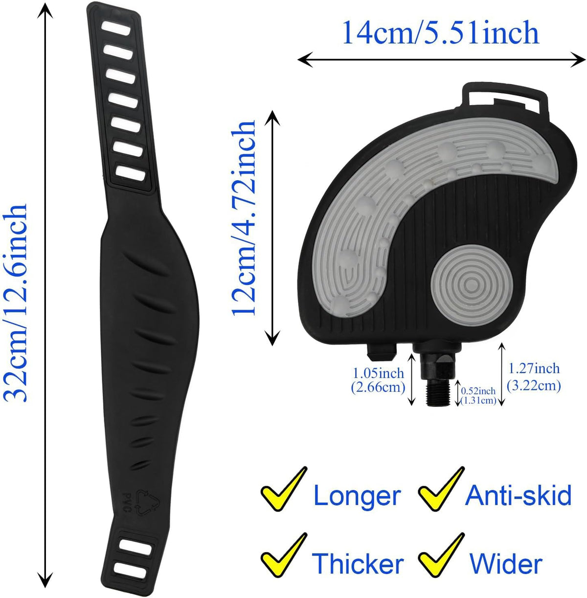 Exercise Bike Pedals with Straps for Peloton Bike, Spin Cycling Bike, Indoor Exercycle Bike, Stationary Recumbent Bicycle Replacement Parts
