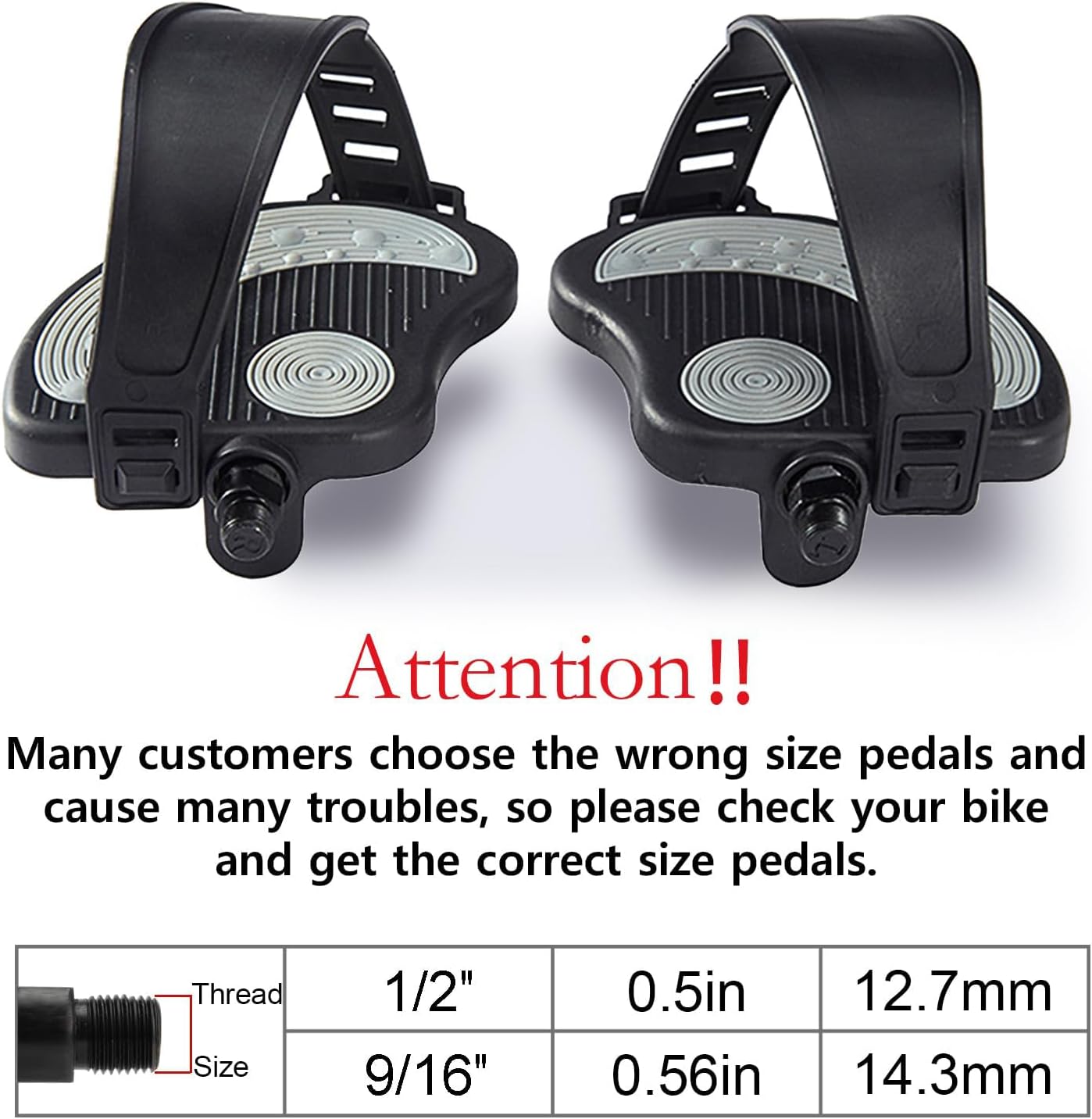 Exercise Bike Pedals with Straps for Peloton Bike, Spin Cycling Bike, Indoor Exercycle Bike, Stationary Recumbent Bicycle Replacement Parts