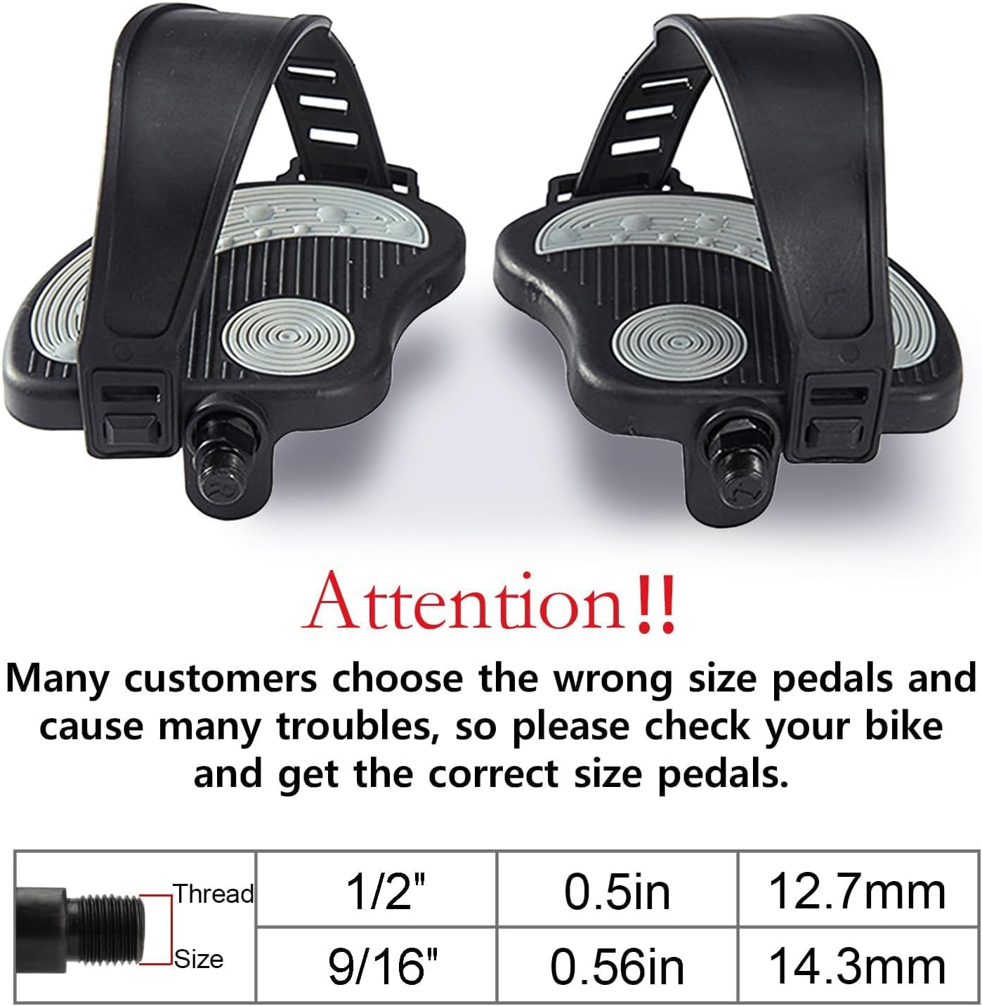 Exercise Bike Pedals with Straps for Peloton Bike, Spin Cycling Bike, Indoor Exercycle Bike, Stationary Recumbent Bicycle Replacement Parts