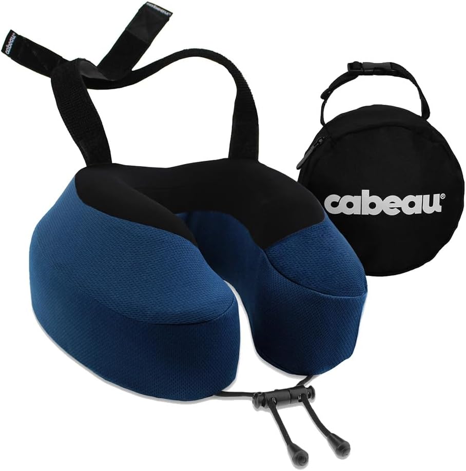 Evolution S3 Travel Pillow - Memory Foam Neck Pillow for Airplane and Long Flights with Seat Straps for Head and Neck Support, 360 Degree Support (Steel Grey)