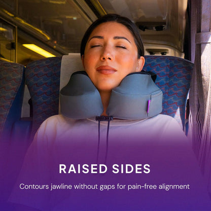 Evolution S3 Travel Pillow - Memory Foam Neck Pillow for Airplane and Long Flights with Seat Straps for Head and Neck Support, 360 Degree Support (Steel Grey)