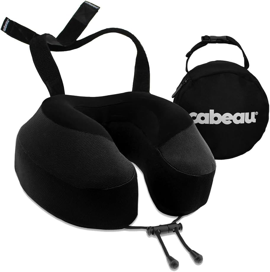 Evolution S3 Travel Pillow - Memory Foam Neck Pillow for Airplane and Long Flights with Seat Straps for Head and Neck Support, 360 Degree Support (Steel Grey)