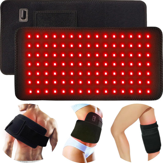 Red Light Therapy Pad for Body Back Knee Shoulder Hands Feet 660nm 850nm Home Use 3 Chips in 1 Infrared Wrap Belt Gift for Women Men (Corded)