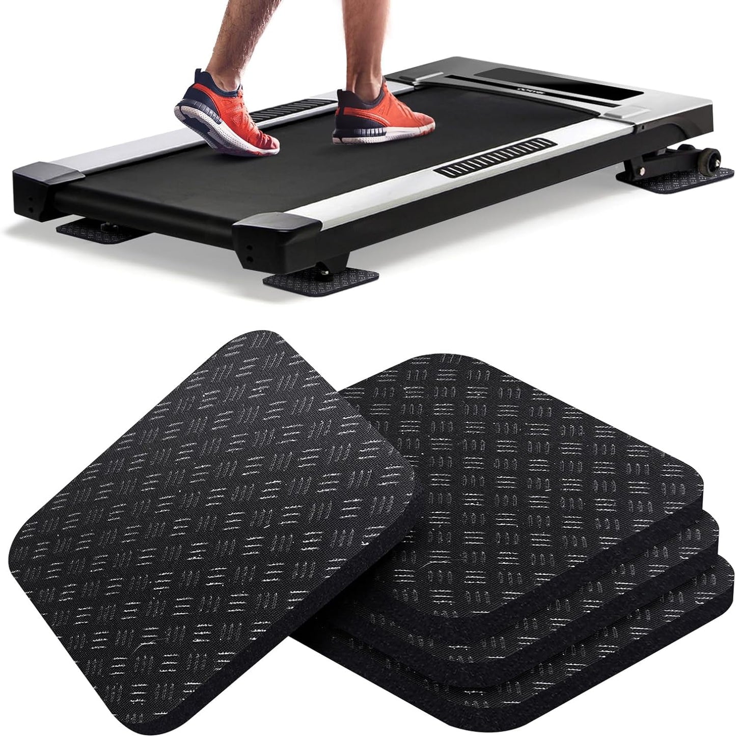 Treadmill Mat Pads 4PCS- Double-Sided Non-Slip - Anti Vibration Mat for Treadmill, Walking Pad, Exercise Bike - Hardwood Floors Protection