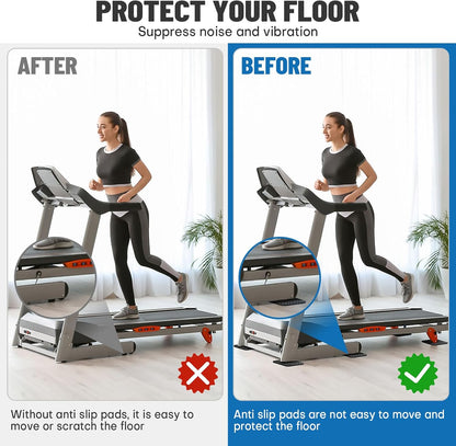 Treadmill Mat Pads 4PCS- Double-Sided Non-Slip - Anti Vibration Mat for Treadmill, Walking Pad, Exercise Bike - Hardwood Floors Protection