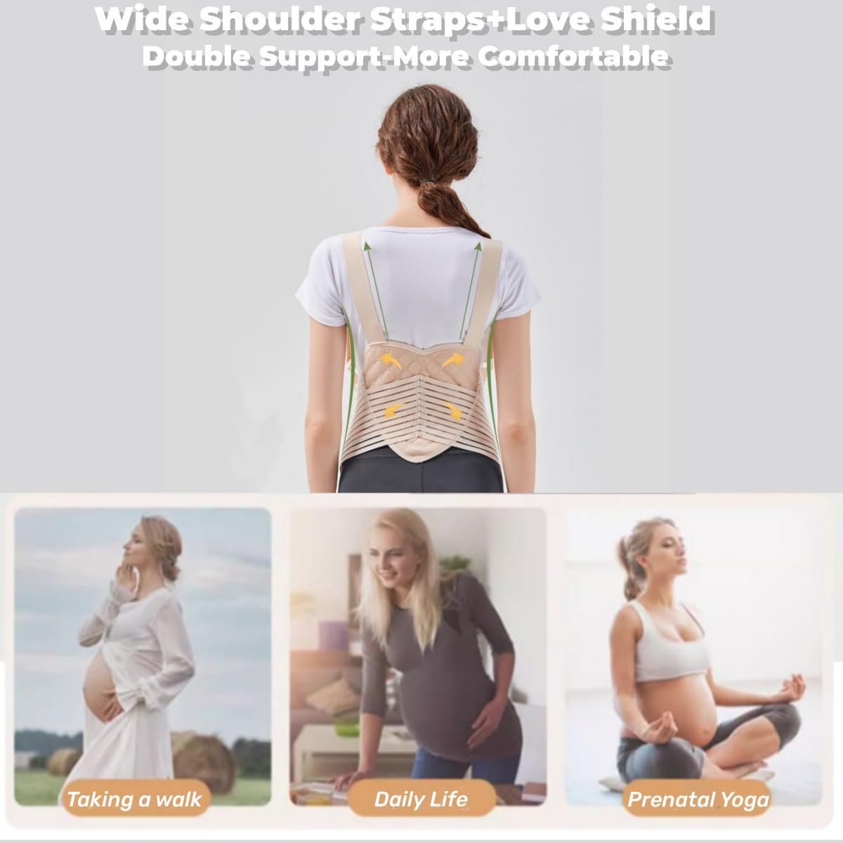 Pregnancy Support Abdominal Band Maternity Belly Belt Brace Adjustable Pregnant Women Pelvic Back Waist Shoulder Support Strap Breathable Elastic Pregnancy Support Care Belly Band