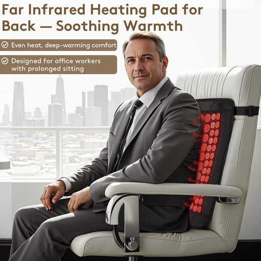 Far Infrared Heating Pad for Back, Natural Jade & Tourmaline, 23.5x16"
