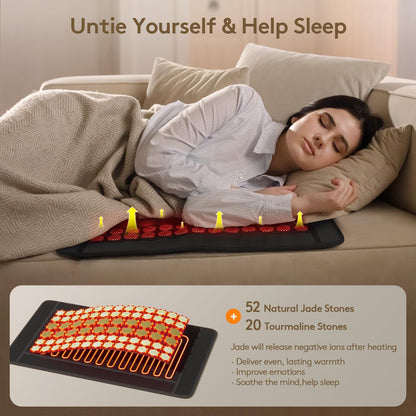 Far Infrared Heating Pad for Back, Natural Jade & Tourmaline, 23.5x16"