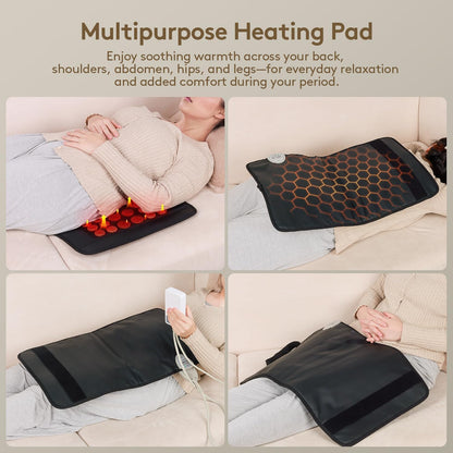 Far Infrared Heating Pad for Back, Natural Jade & Tourmaline, 23.5x16"