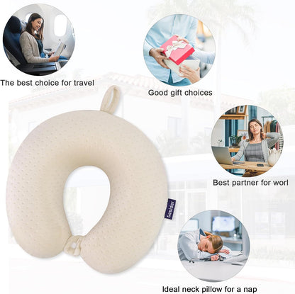 Neck Pillows for Sleeping, Memory Foam Travel Pillow, Pink