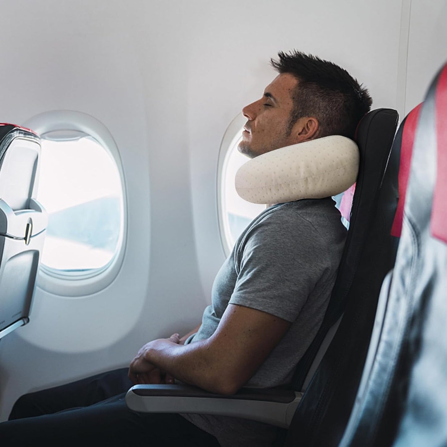 Neck Pillows for Sleeping, Memory Foam Travel Pillow, Pink
