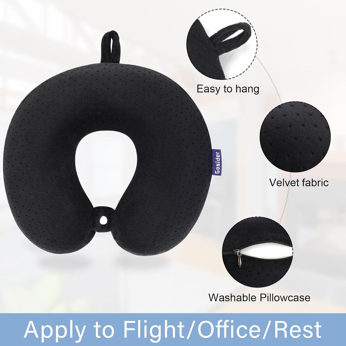 Neck Pillows for Sleeping, Memory Foam Travel Pillow, Pink