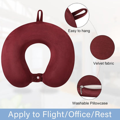 Neck Pillows for Sleeping, Memory Foam Travel Pillow, Pink