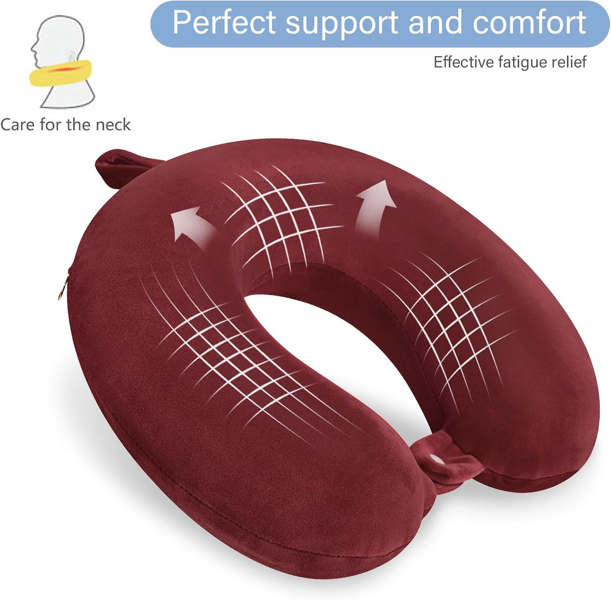 Neck Pillows for Sleeping, Memory Foam Travel Pillow, Pink