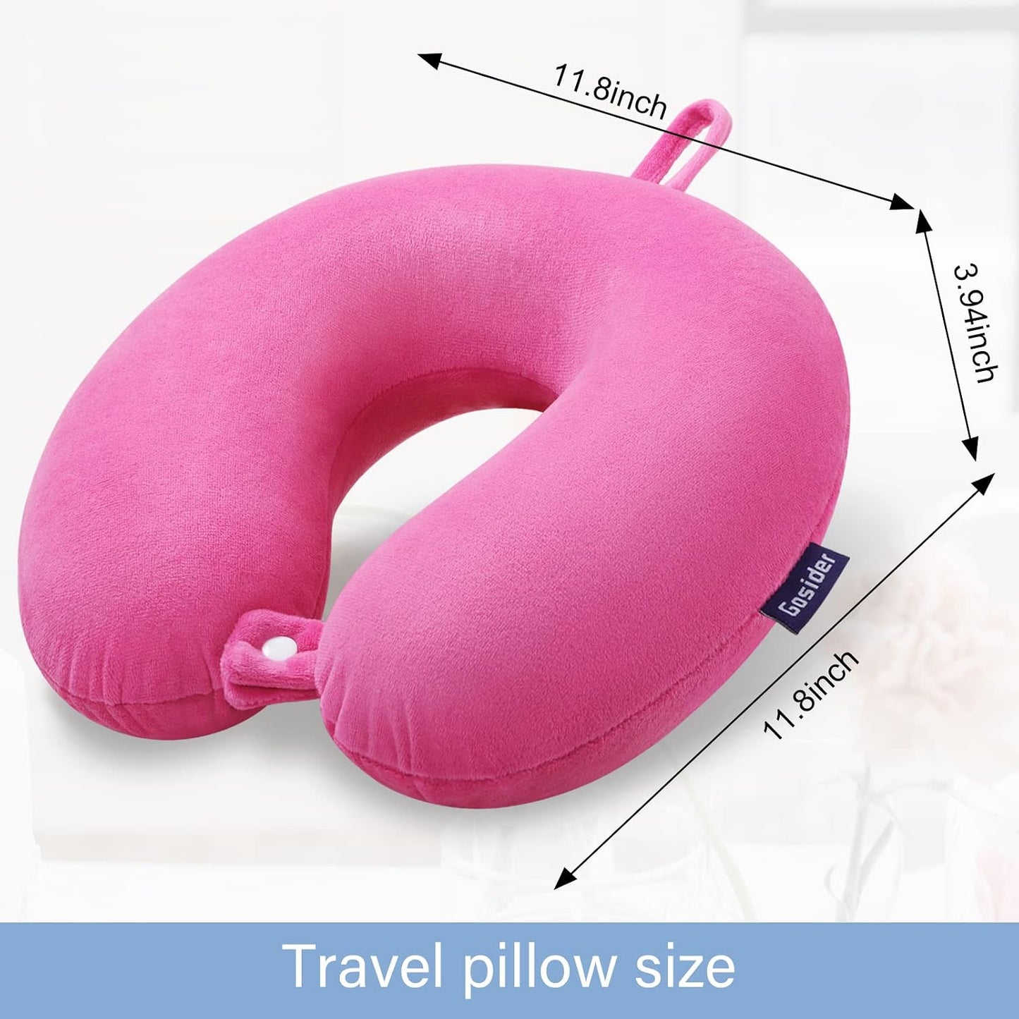 Neck Pillows for Sleeping, Memory Foam Travel Pillow, Pink