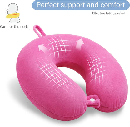Neck Pillows for Sleeping, Memory Foam Travel Pillow, Pink
