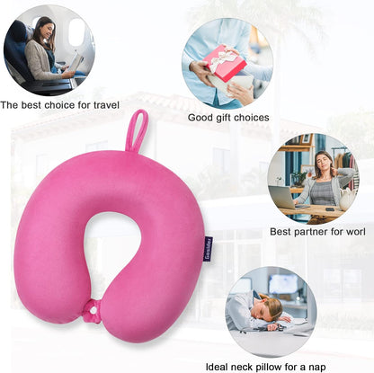 Neck Pillows for Sleeping, Memory Foam Travel Pillow, Pink