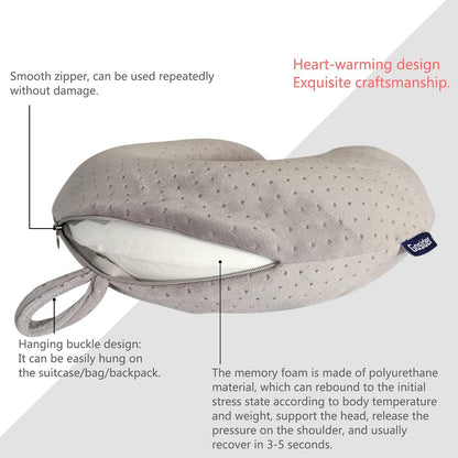 Neck Pillows for Sleeping, Memory Foam Travel Pillow, Pink