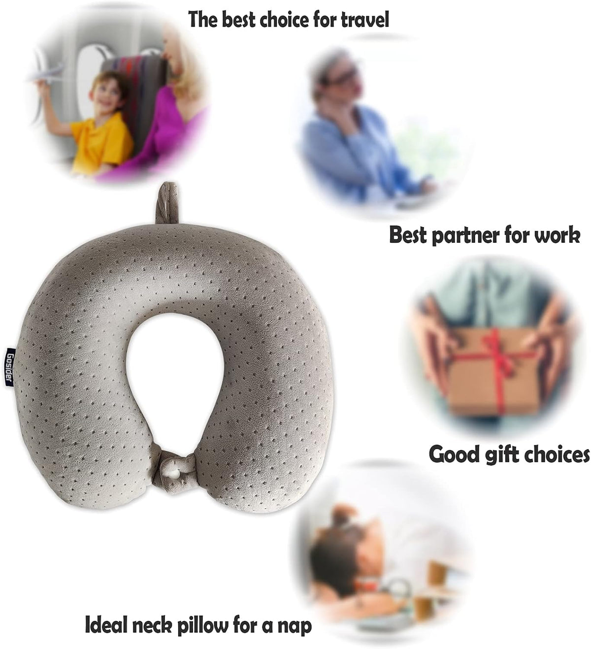 Neck Pillows for Sleeping, Memory Foam Travel Pillow, Pink