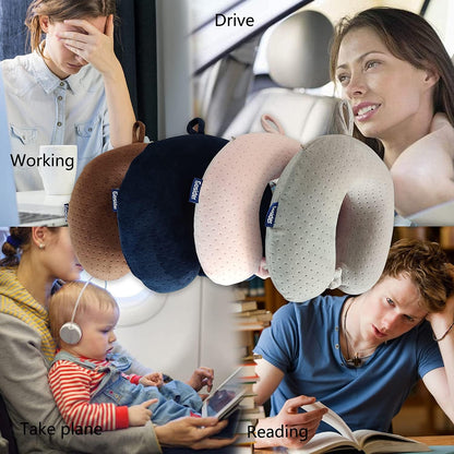 Neck Pillows for Sleeping, Memory Foam Travel Pillow, Pink