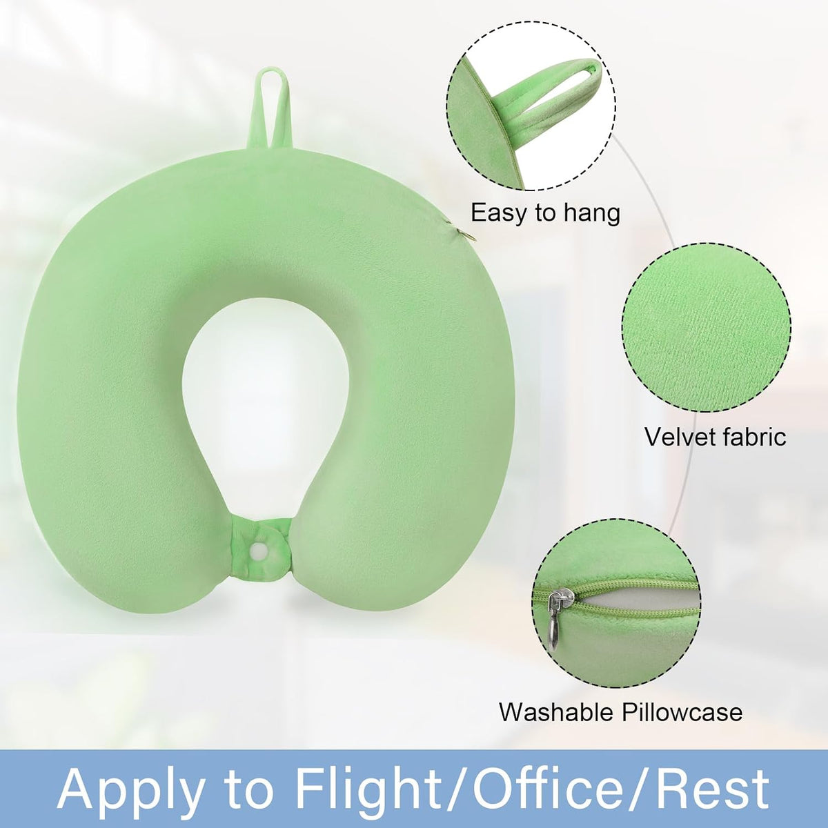Neck Pillows for Sleeping, Memory Foam Travel Pillow, Pink