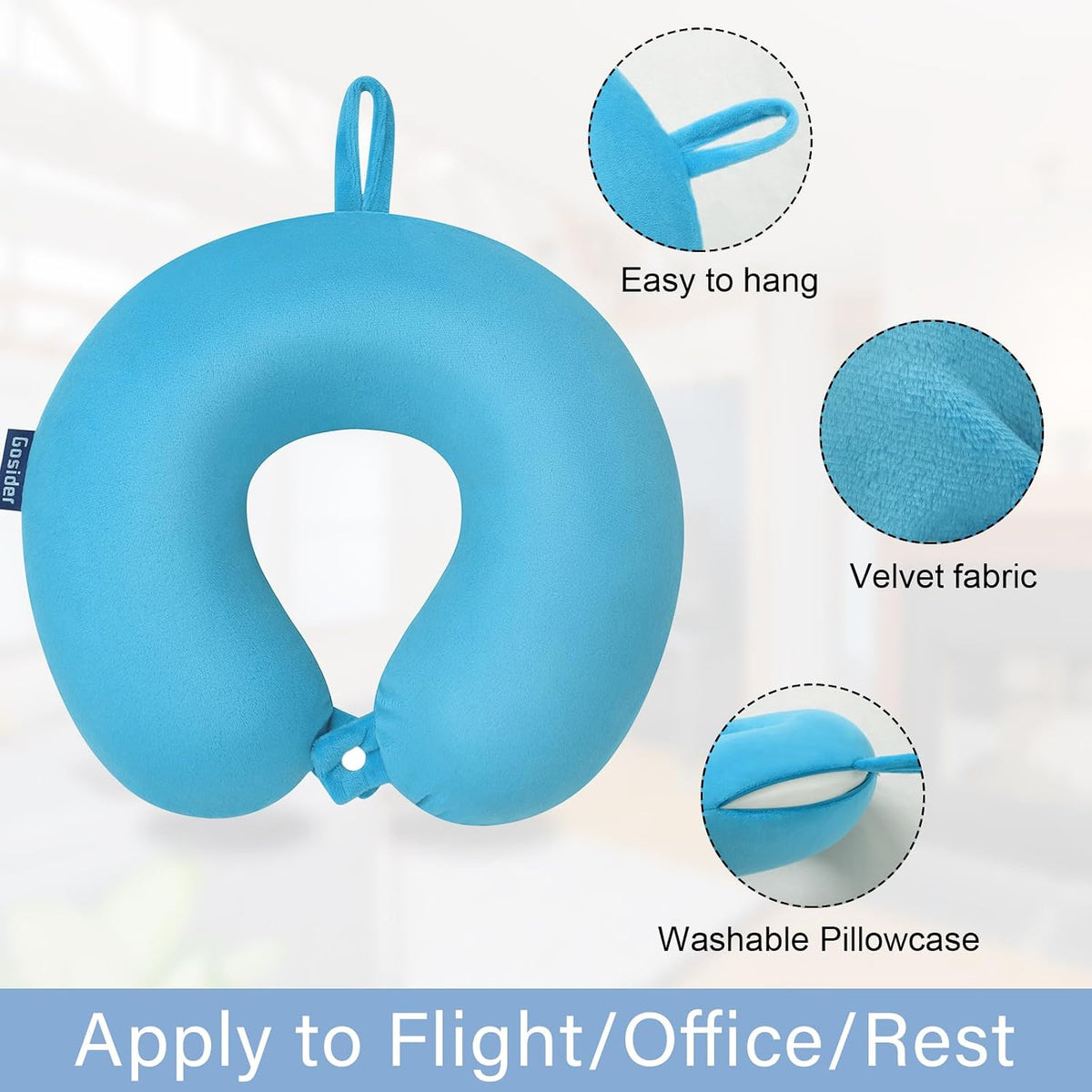 Neck Pillows for Sleeping, Memory Foam Travel Pillow, Pink