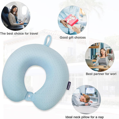 Neck Pillows for Sleeping, Memory Foam Travel Pillow, Pink