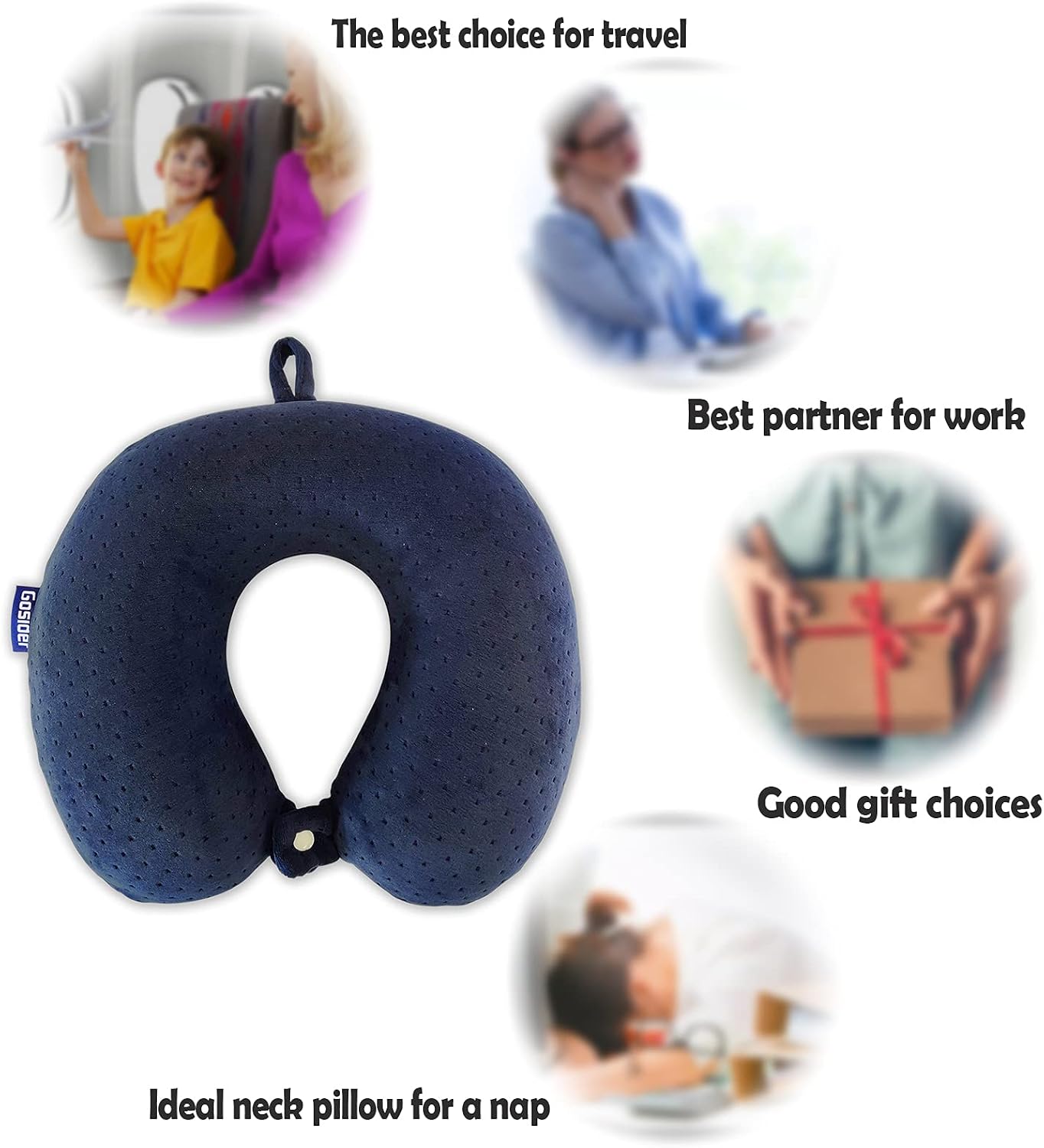 Neck Pillows for Sleeping, Memory Foam Travel Pillow, Pink
