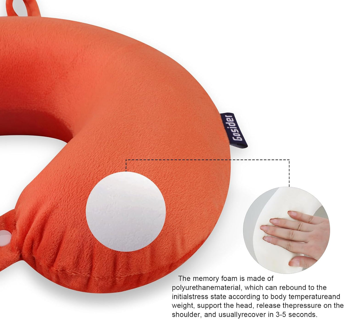 Neck Pillows for Sleeping, Memory Foam Travel Pillow, Pink