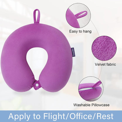 Neck Pillows for Sleeping, Memory Foam Travel Pillow, Pink
