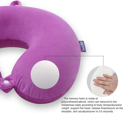 Neck Pillows for Sleeping, Memory Foam Travel Pillow, Pink